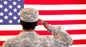 Soldier Saluting the Flag of the United States of America