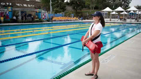 lifeguard by pool