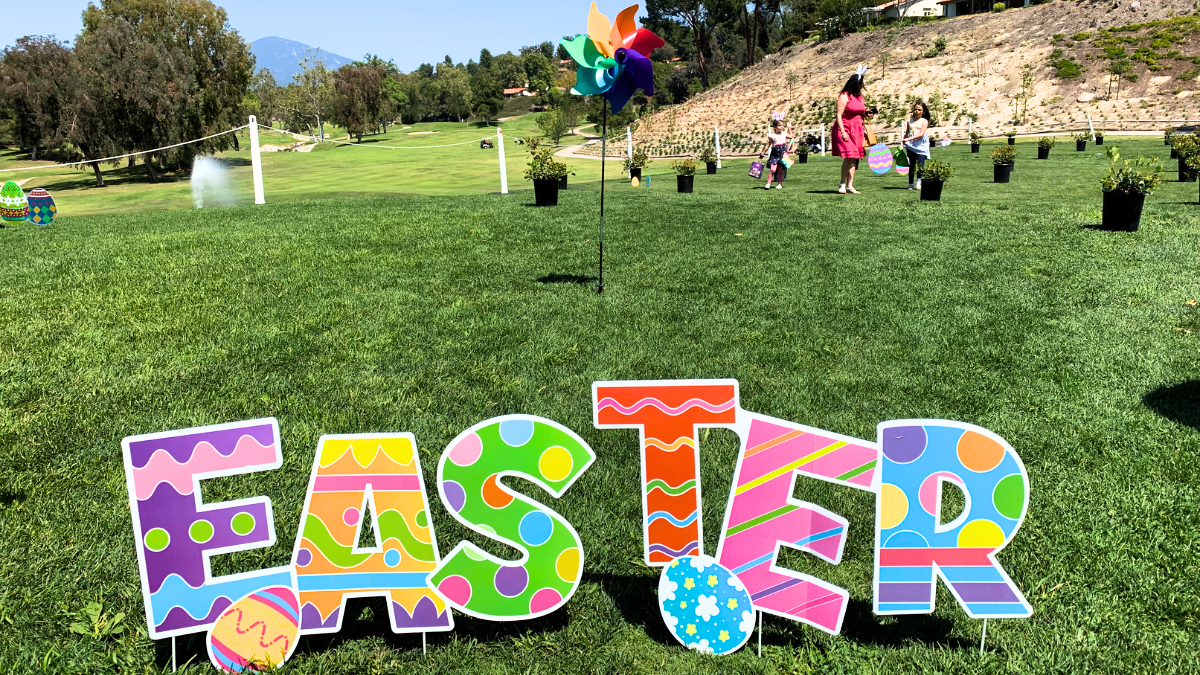 easter sign on golf course