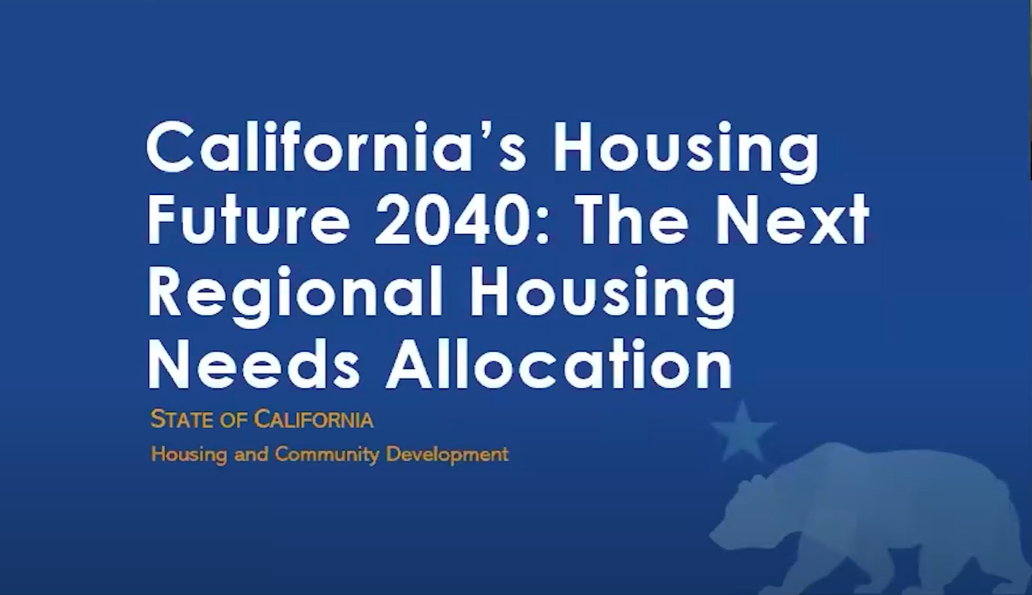 California housing and community development regional housing needs assessment 2040 future housing survey