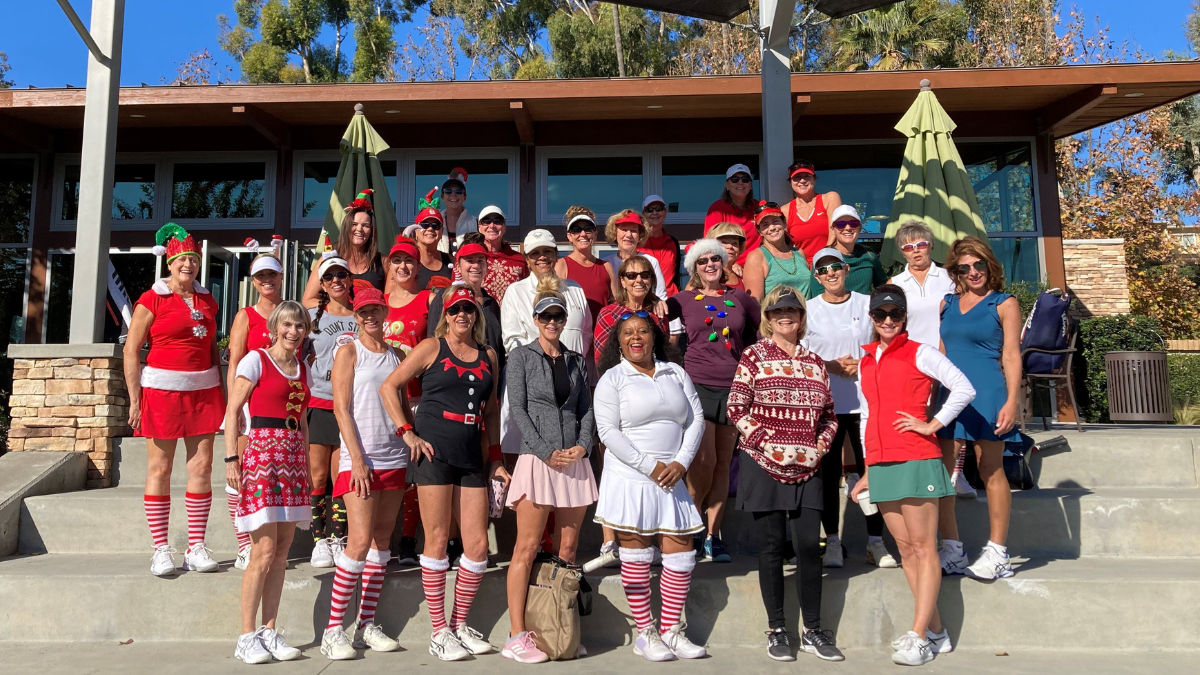 tennis player dressed in holiday attire