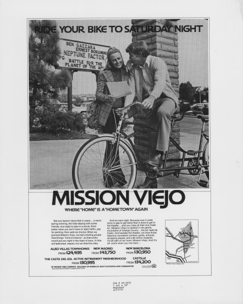 Newspaper ad "Ride your bike to Saturday night"