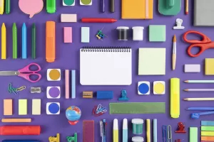 A collection of crafting supplies arranged neatly