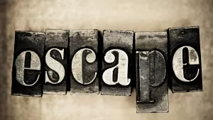 the word "escape" written in block letters