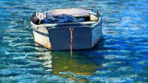 chalk pastel painting of boat
