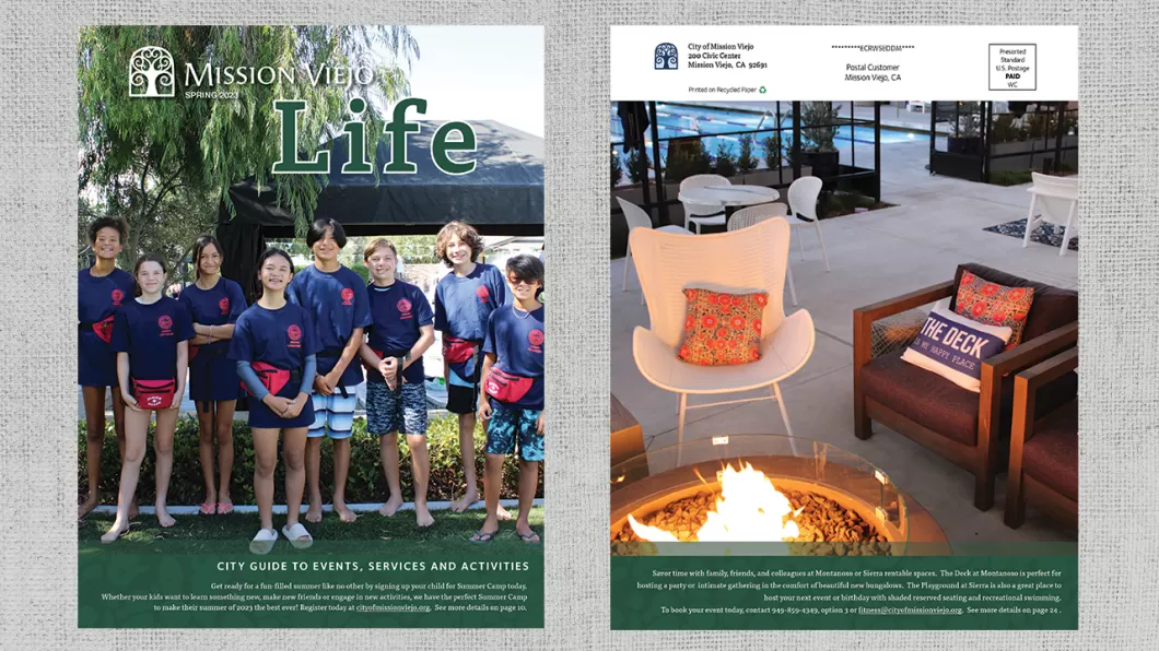 The front and back of the Mission Viejo Life magazine