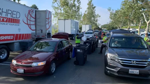shred event - cars lined up