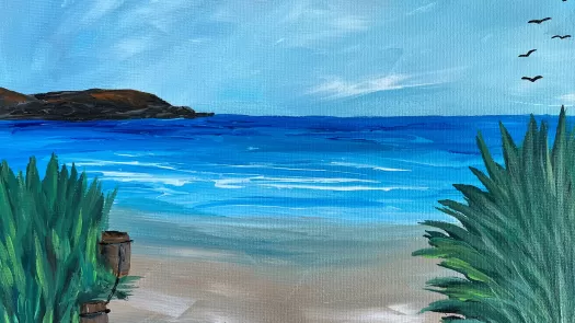 painting of a beach scene