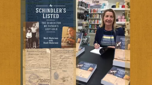 Author Randi Biederman and her book "Schindler's Listed"