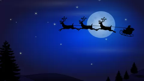 santa flying with reindeer
