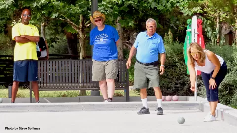 people playing bocce