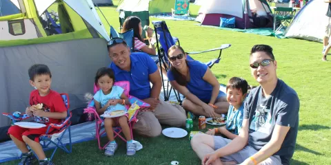family at campout