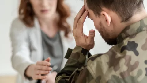 military person in therapy