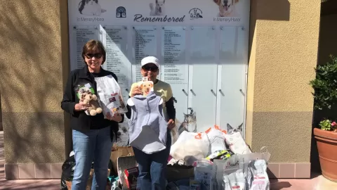 Laguna Niguel Woman’s Club members Carolyn and Sonja with donations
