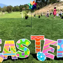 easter sign on golf course