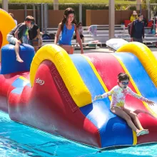 kids on pool inflatable