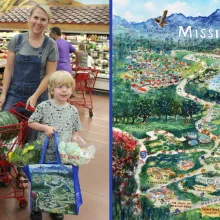family grocery shopping with young children