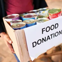 box with canned food donations