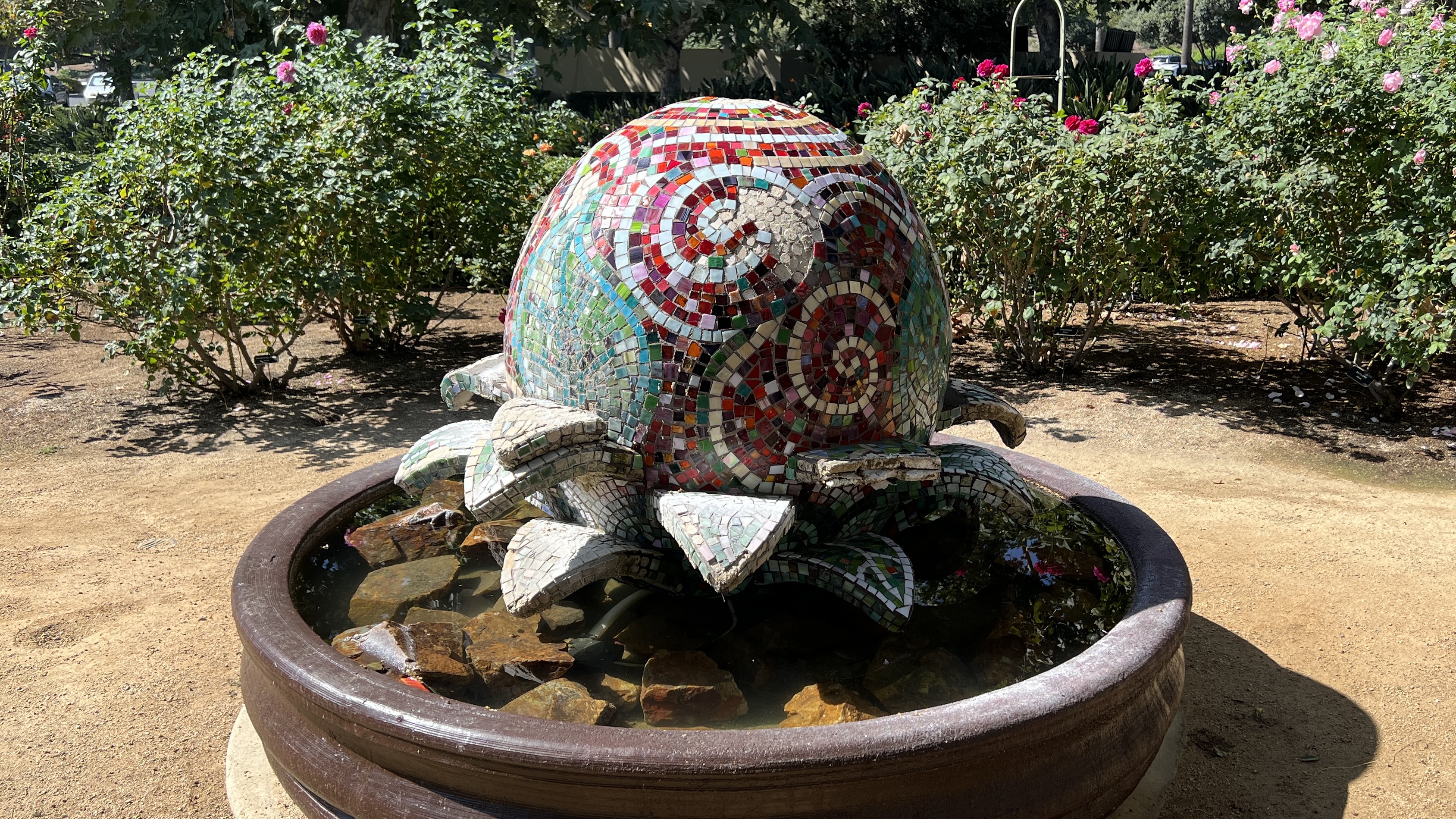 Rose shaped mosaic fountain