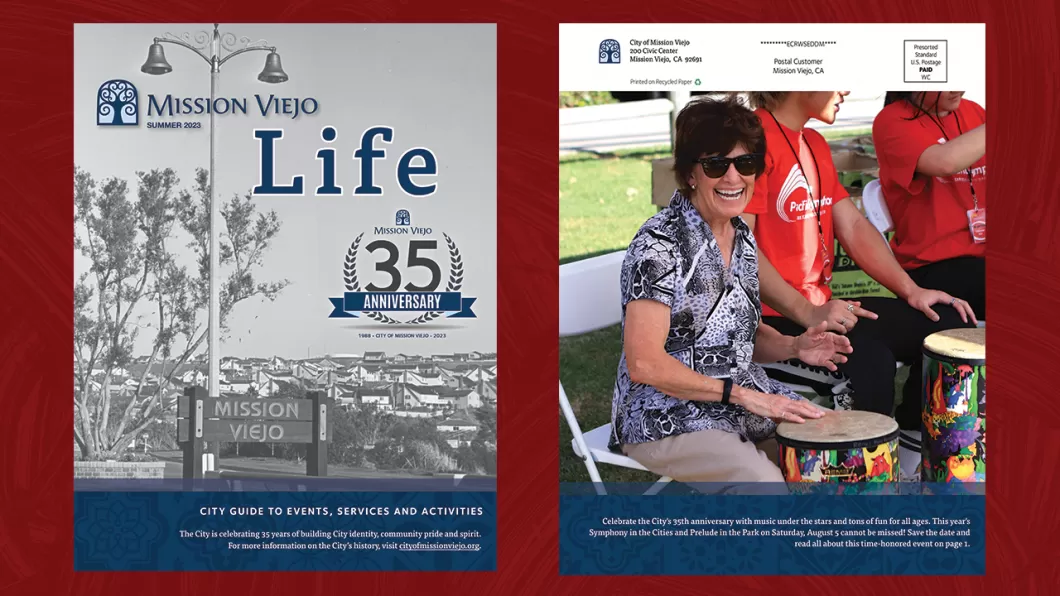Front and back cover of the Summer Mission Viejo Life publication. 