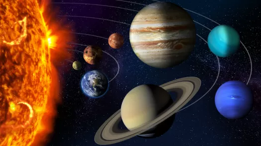 Our solar system: the Sun and planets.